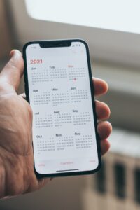 A mobile phone with a calendar