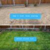 A customer garden before and after Spring Boost Lawn Fertiliser
