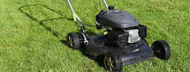 Lawn mower on grass
