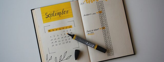 September diary on a table