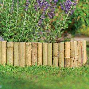 A strip of bamboo lawn edging