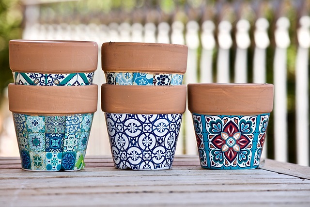 Plant pots with lovely decorative floral patterns